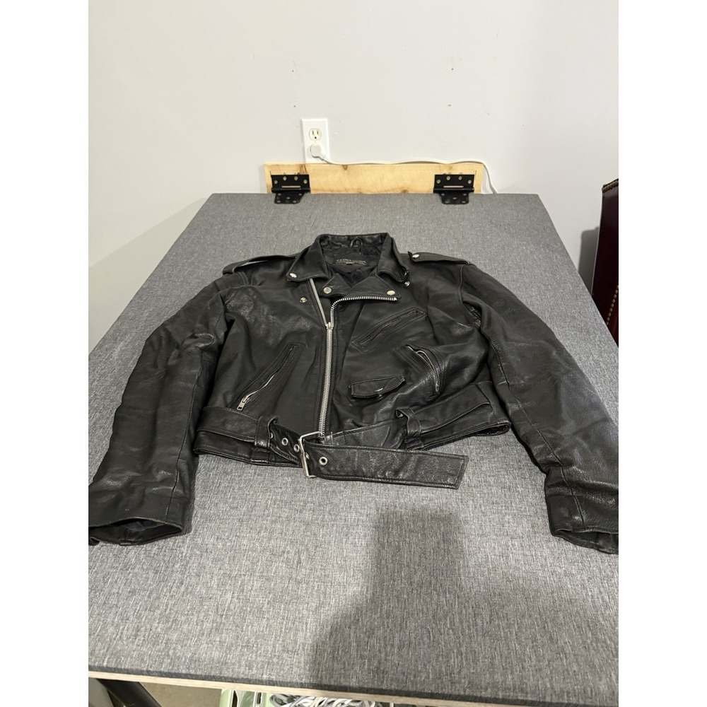 Vintage Casa Nova Women's Black Leather Moto Jacket Sz S